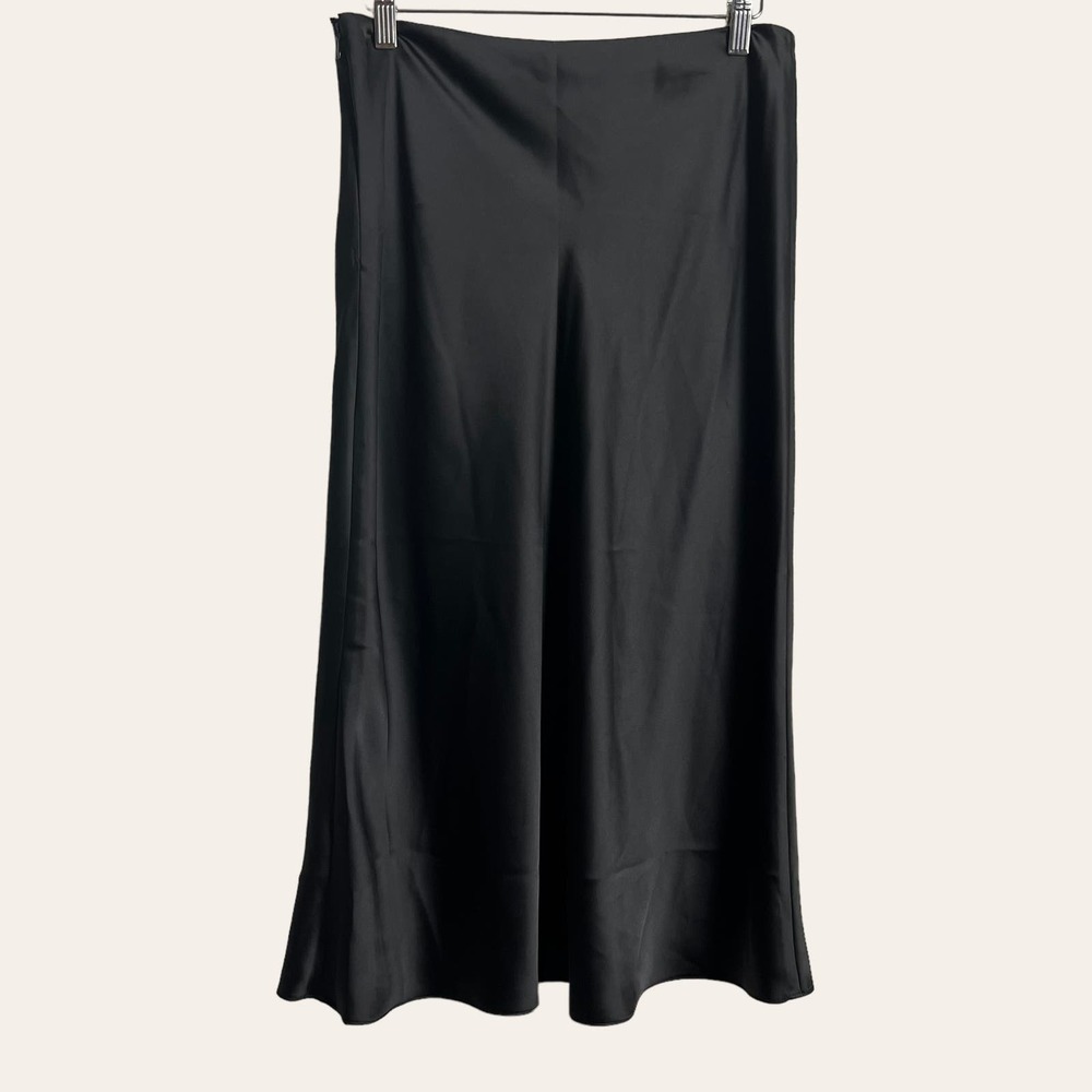 Club Monaco Trycia Black Bias Slip Midi Skirt Size 8 - Picture 7 of 9